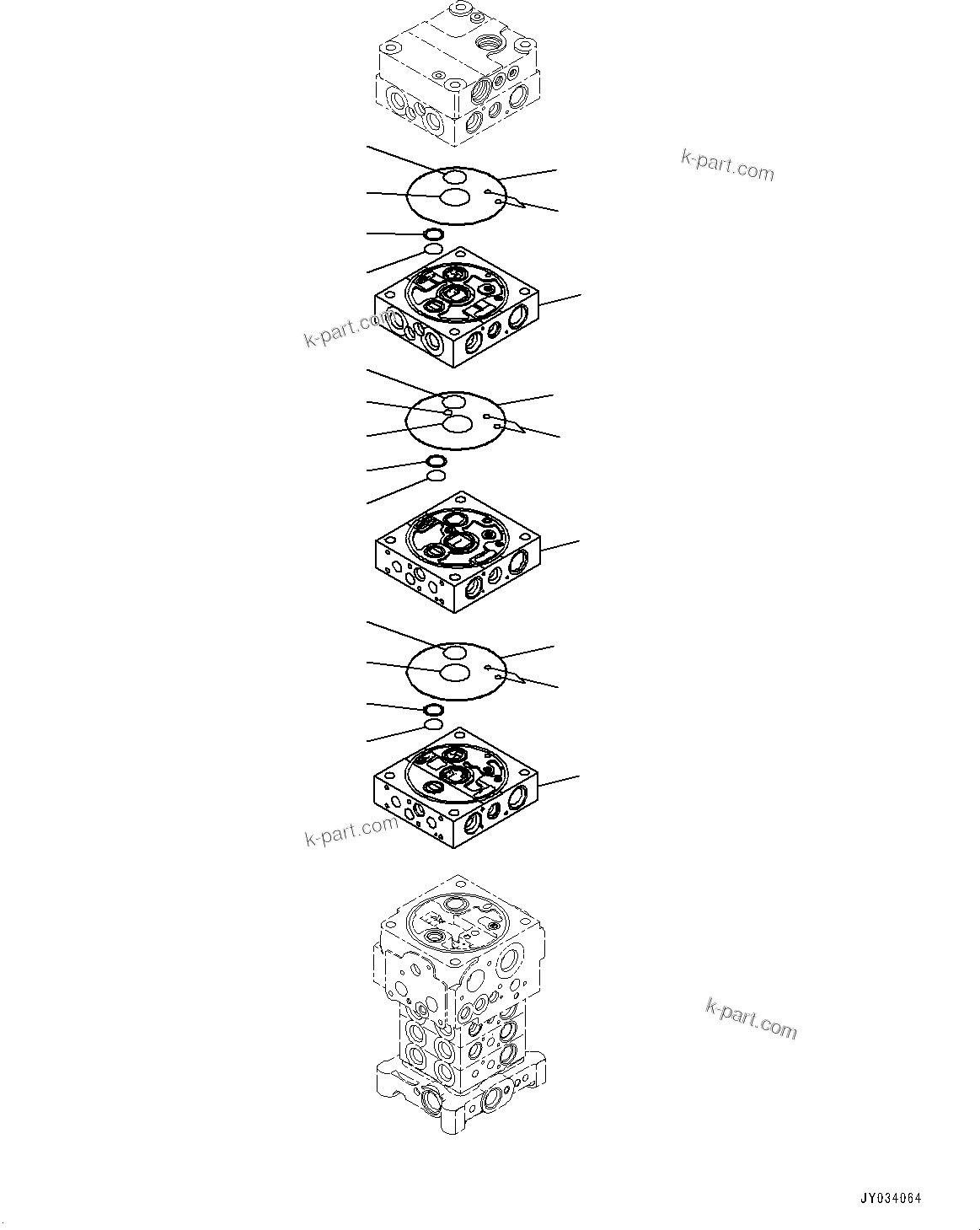 Komatsu parts book diagram for PC170LC-11 S/N 37001-UP: CONTROL VALVE, 7-VALVE (2/30)(#35001-)