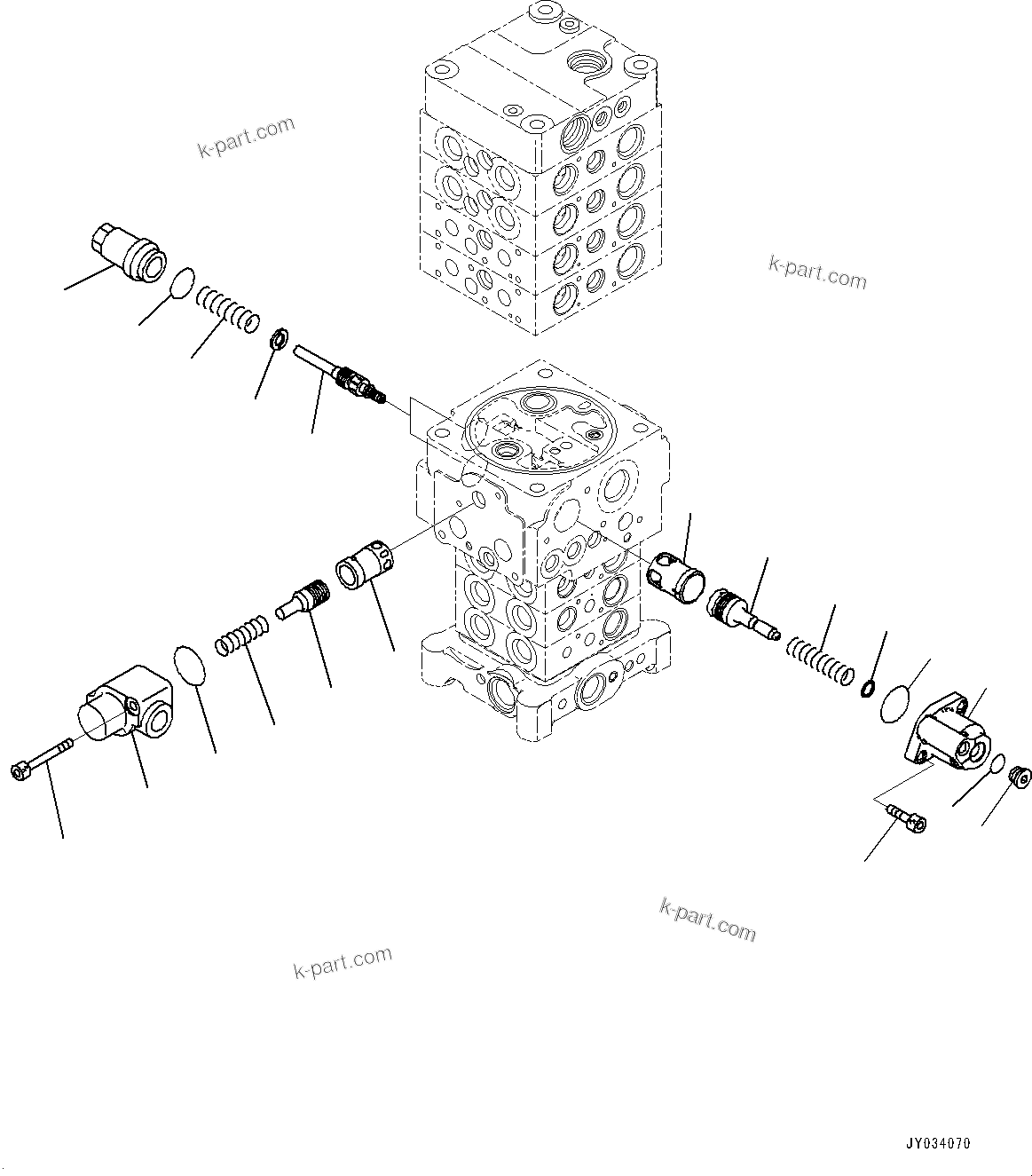 Komatsu parts book diagram for PC170LC-11 S/N 37001-UP: CONTROL VALVE, 7-VALVE (8/30)(#35001-)