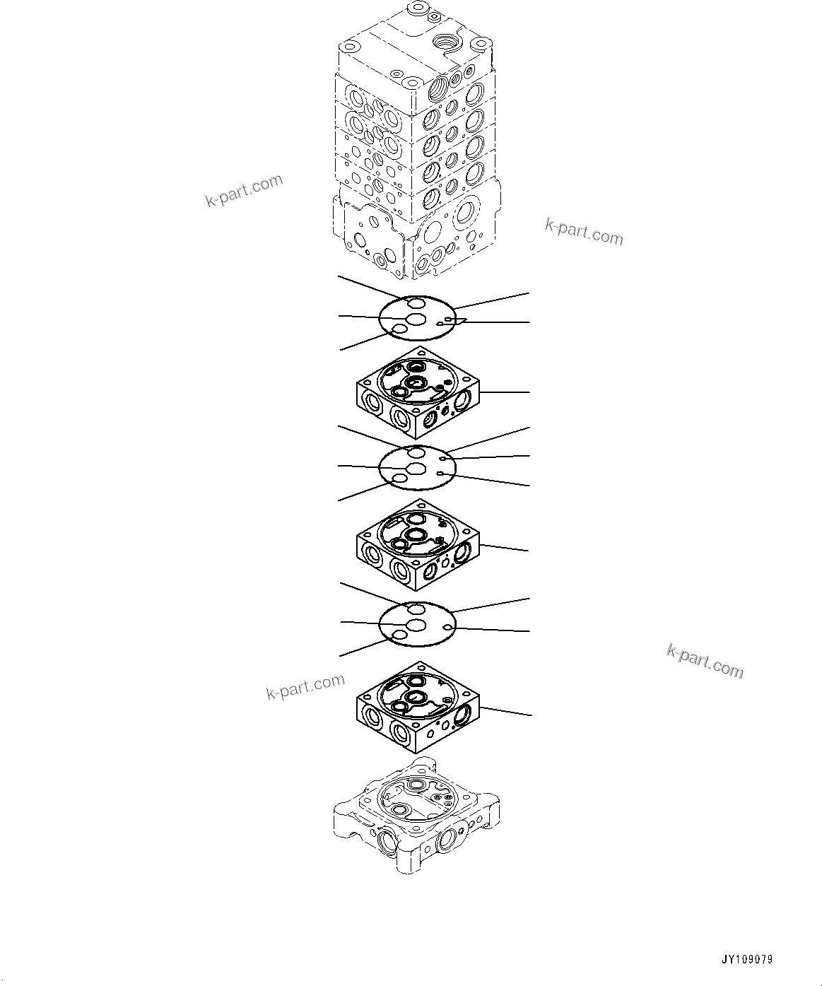 Komatsu parts book diagram for PC170LC-11 S/N 37001-UP: CONTROL VALVE, 7-VALVE (10/30)(#35001-)