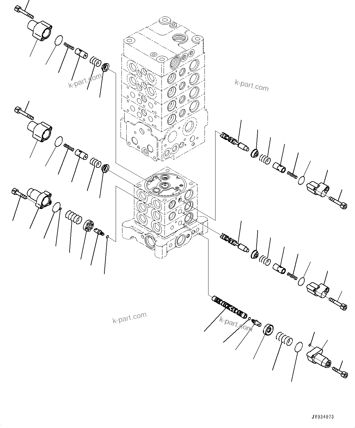 Komatsu parts book diagram for PC170LC-11 S/N 37001-UP: CONTROL VALVE, 7-VALVE (11/30)(#35001-)