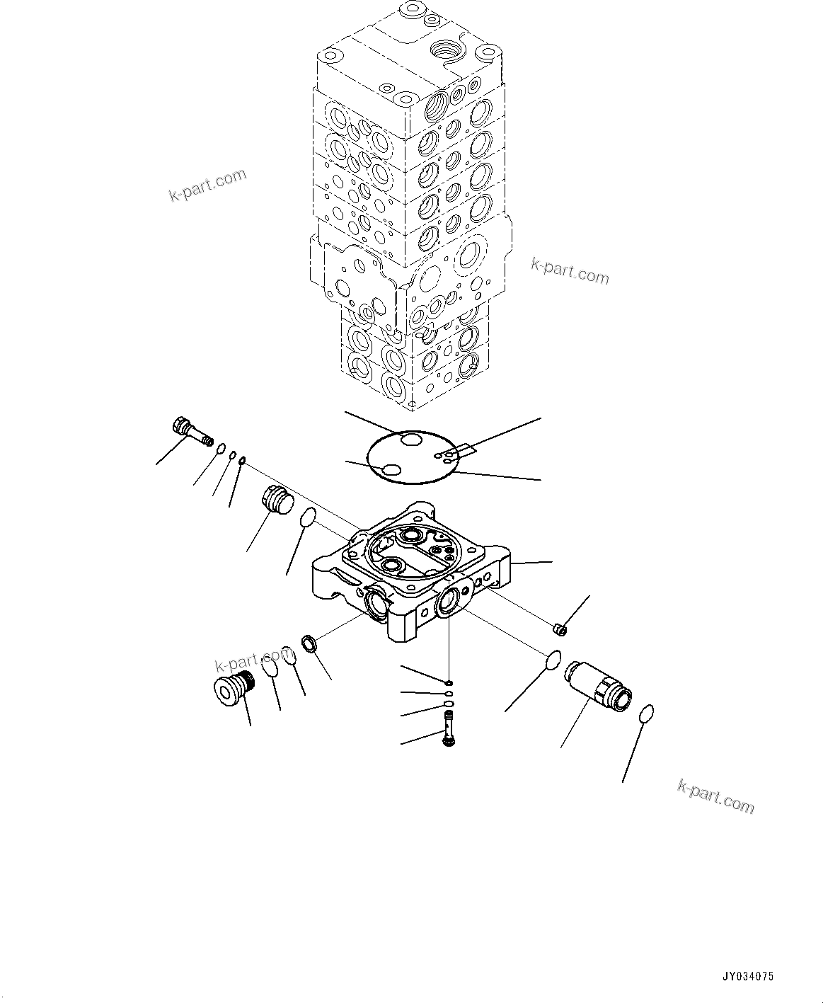Komatsu parts book diagram for PC170LC-11 S/N 37001-UP: CONTROL VALVE, 7-VALVE (13/30)(#35001-)