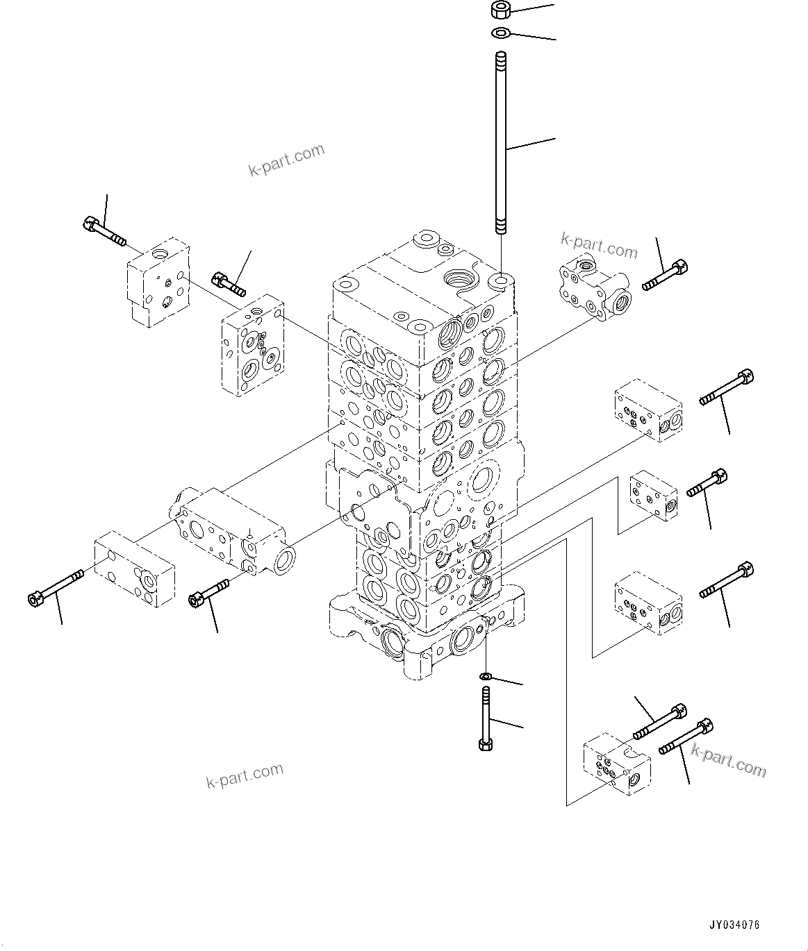 Komatsu parts book diagram for PC170LC-11 S/N 37001-UP: CONTROL VALVE, 7-VALVE (14/30)(#35001-)