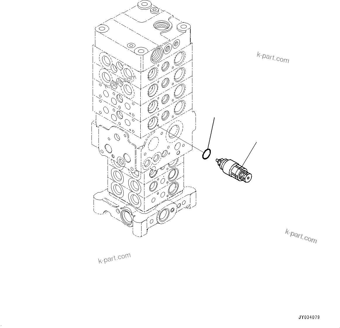 Komatsu parts book diagram for PC170LC-11 S/N 37001-UP: CONTROL VALVE, 7-VALVE (17/30)(#35001-)