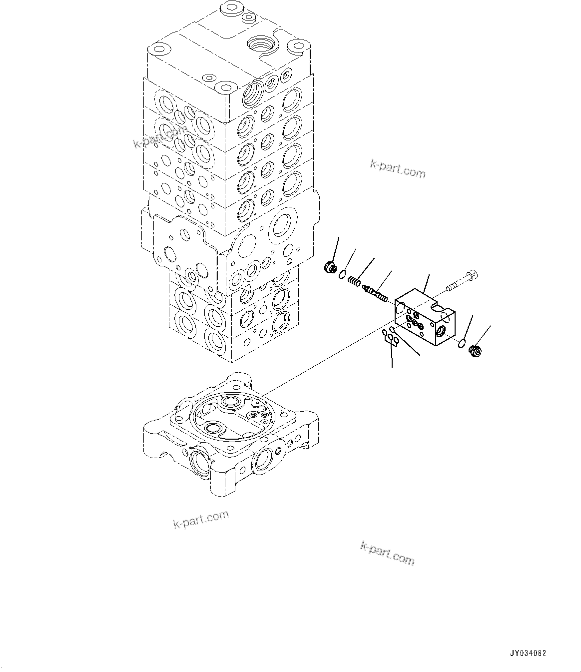 Komatsu parts book diagram for PC170LC-11 S/N 37001-UP: CONTROL VALVE, 7-VALVE (19/30)(#35001-35819)