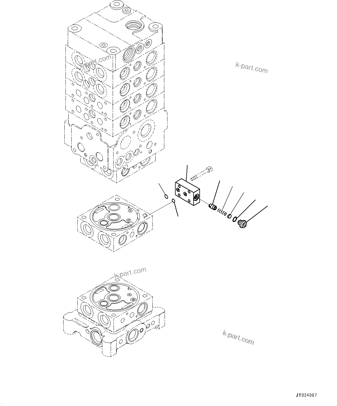 Komatsu parts book diagram for PC170LC-11 S/N 37001-UP: CONTROL VALVE, 7-VALVE (24/30)(#35001-)