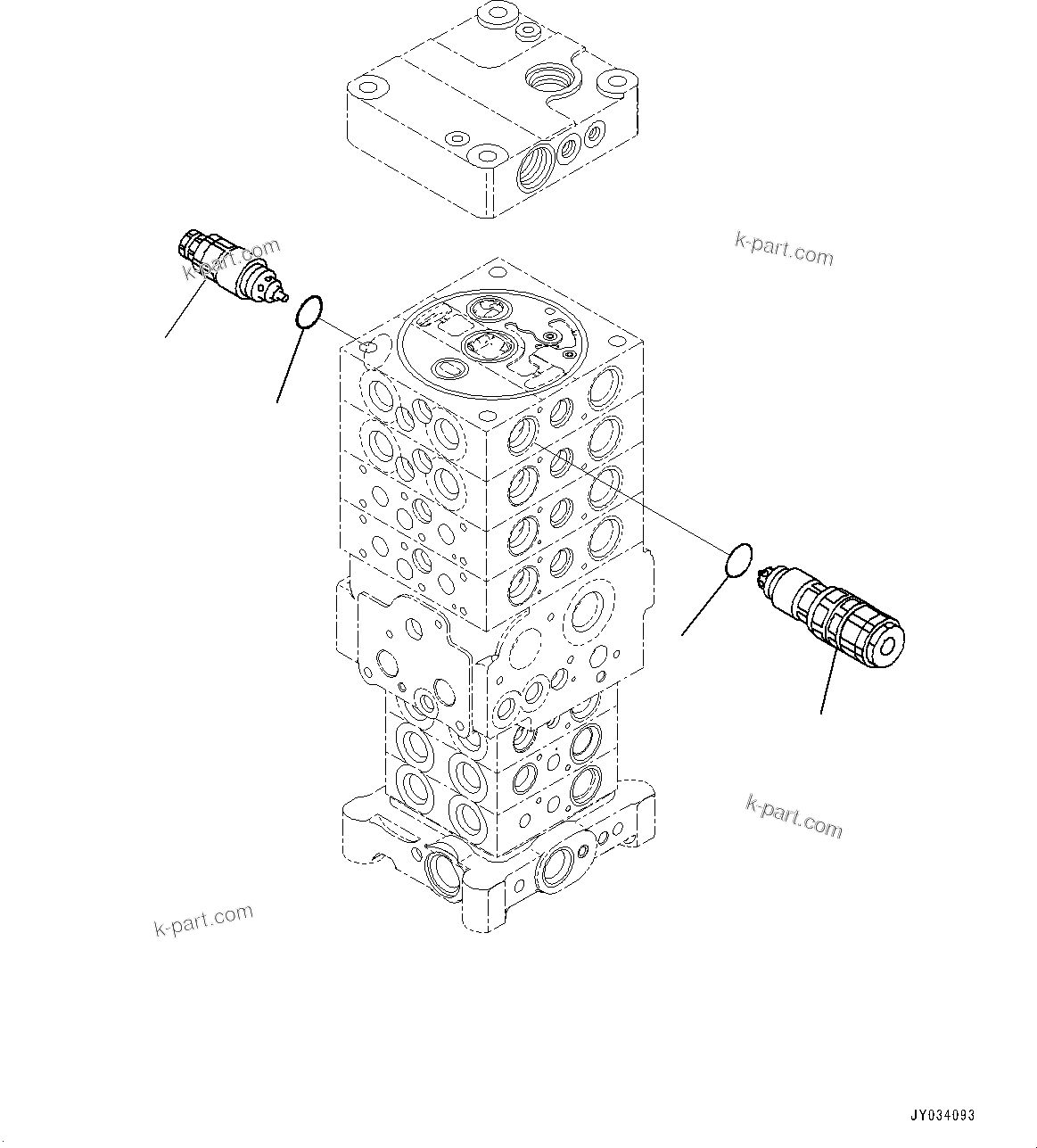 Komatsu parts book diagram for PC170LC-11 S/N 37001-UP: CONTROL VALVE, 7-VALVE (30/30)(#35001-)
