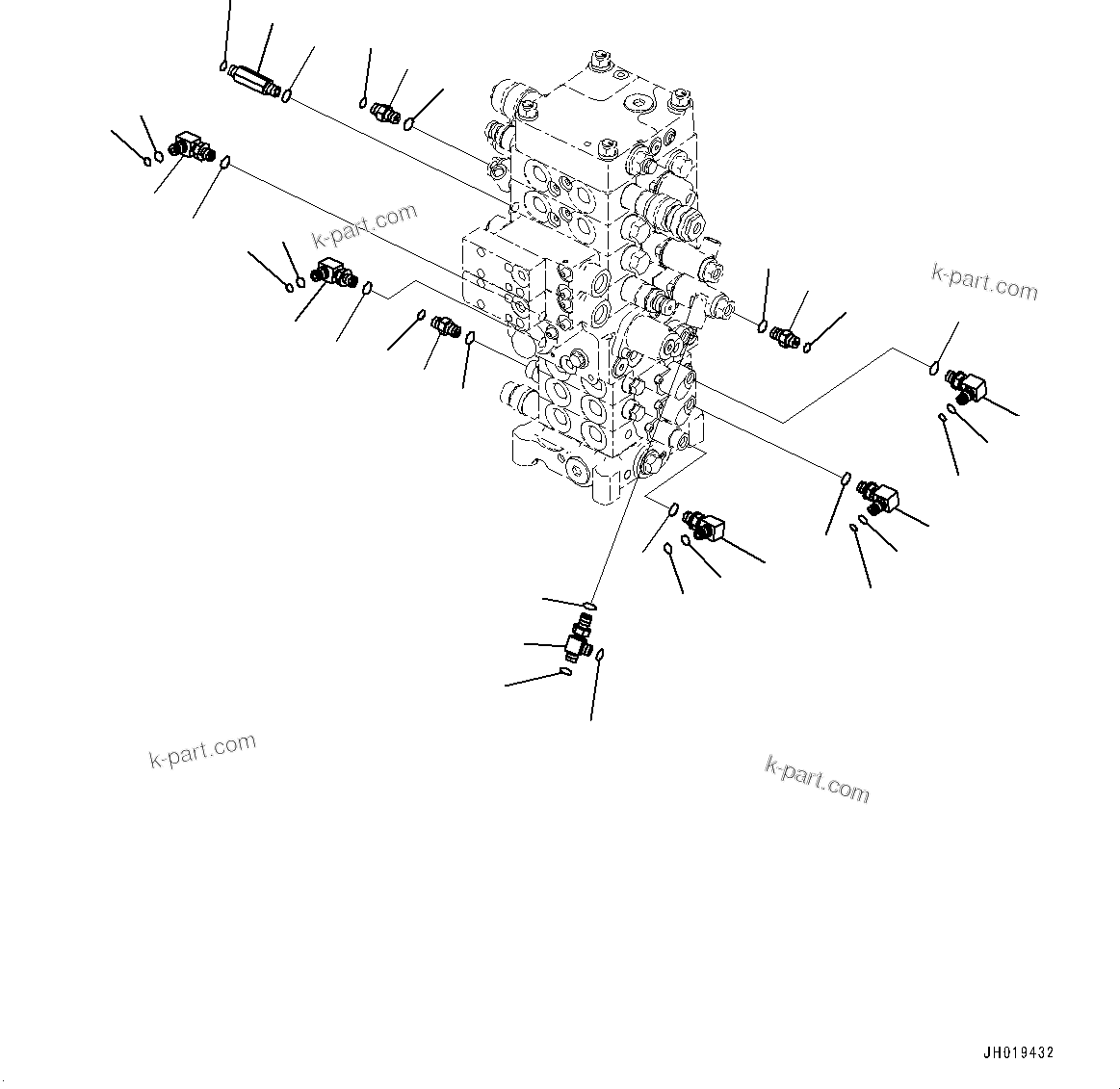 Komatsu parts book diagram for PC170LC-11 S/N 37001-UP: CONTROL VALVE, CONNECTING PARTS (3/5) (WITH PROPORTIONAL JOYSTICK LEVER)(#35724-)