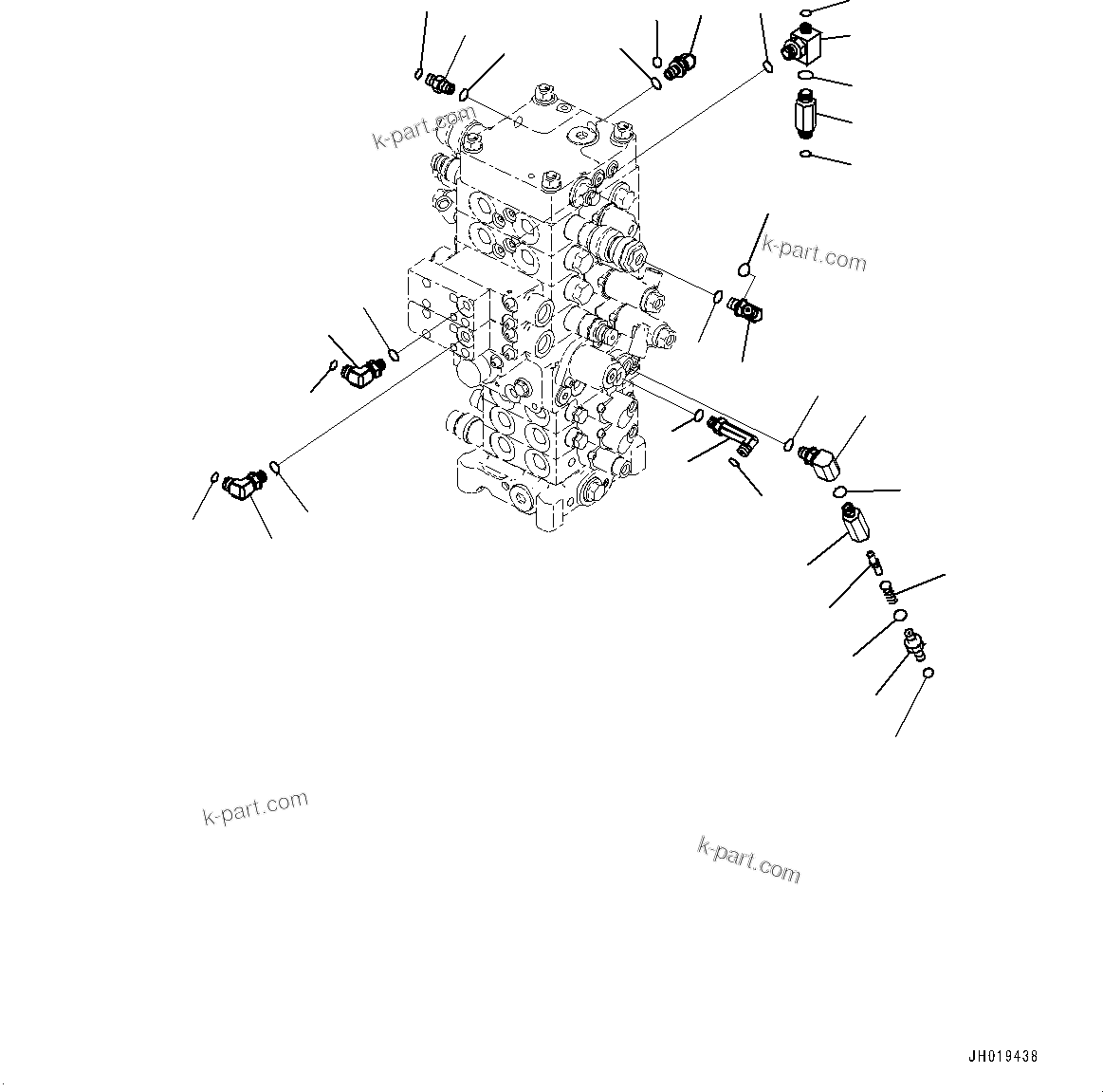 Komatsu parts book diagram for PC170LC-11 S/N 37001-UP: CONTROL VALVE, CONNECTING PARTS (3/3)(#35001-)