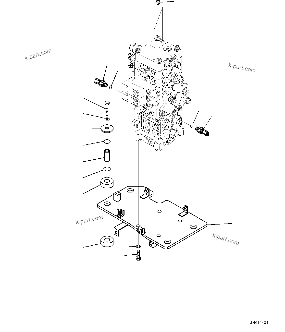 Komatsu parts book diagram for PC170LC-11 S/N 37001-UP: CONTROL VALVE, BRACKET(#35001-)