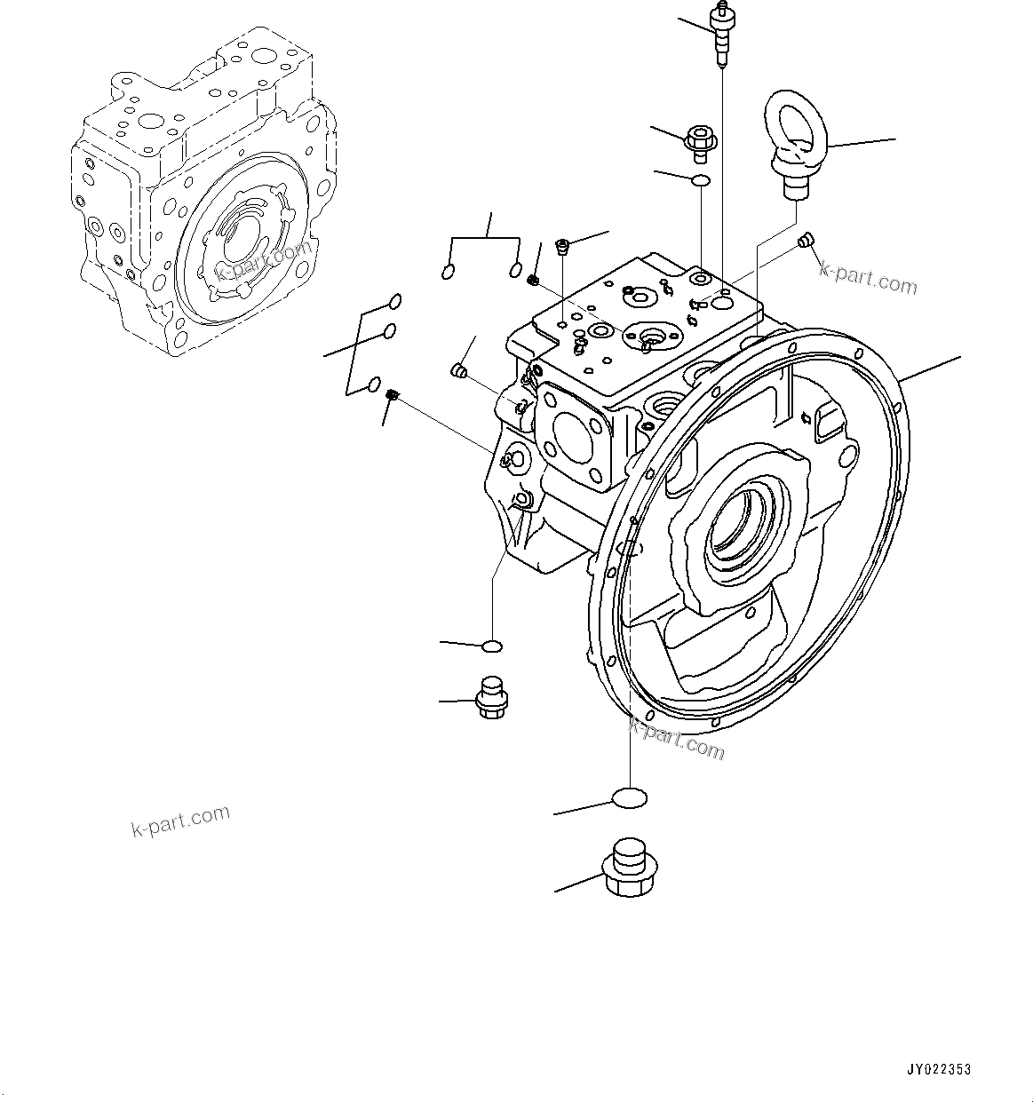 Komatsu parts book diagram for PC170LC-11 S/N 37001-UP: HYDRAULIC PUMP, PISTON PUMP (1/9)(#35001-)