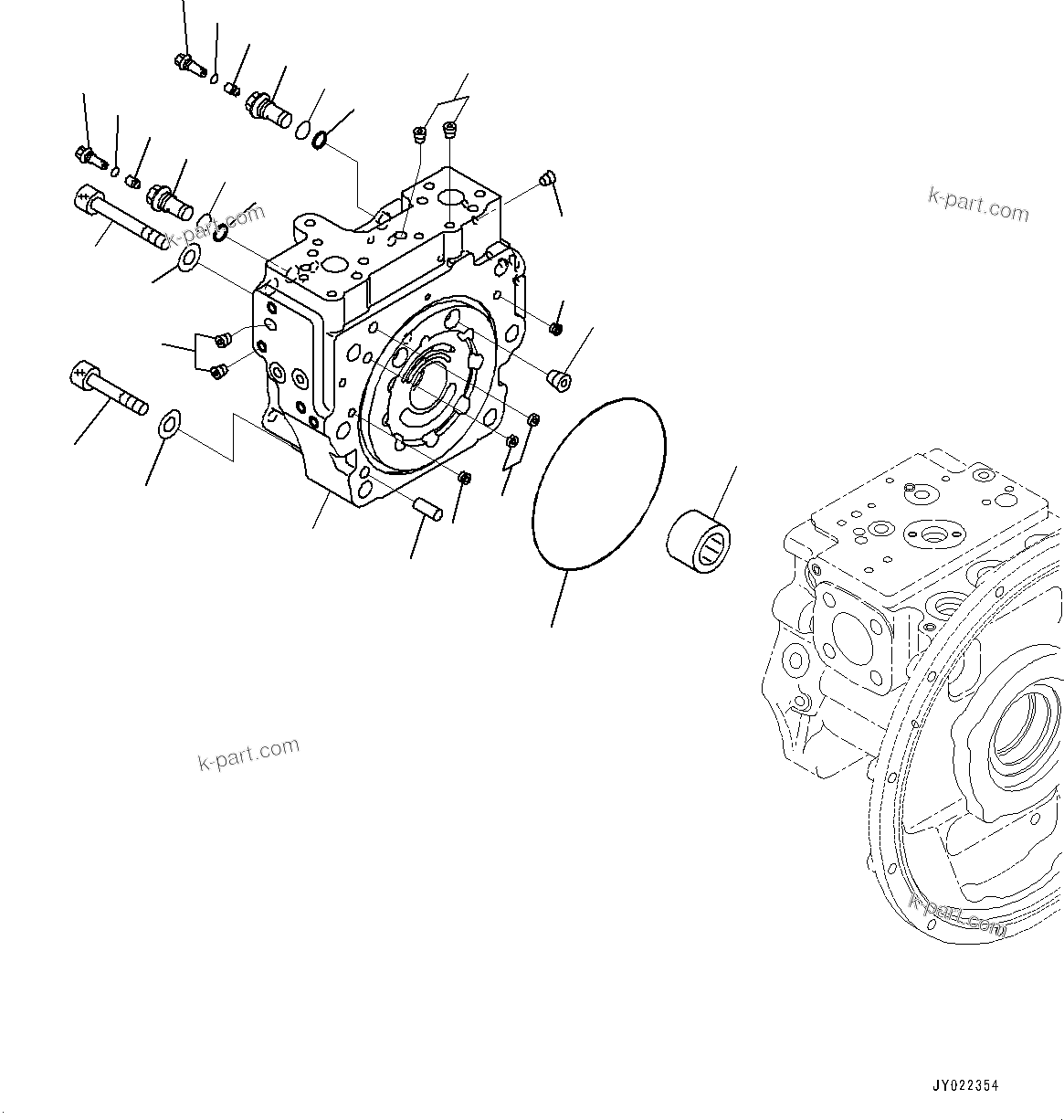 Komatsu parts book diagram for PC170LC-11 S/N 37001-UP: HYDRAULIC PUMP, PISTON PUMP (2/9)(#35001-)