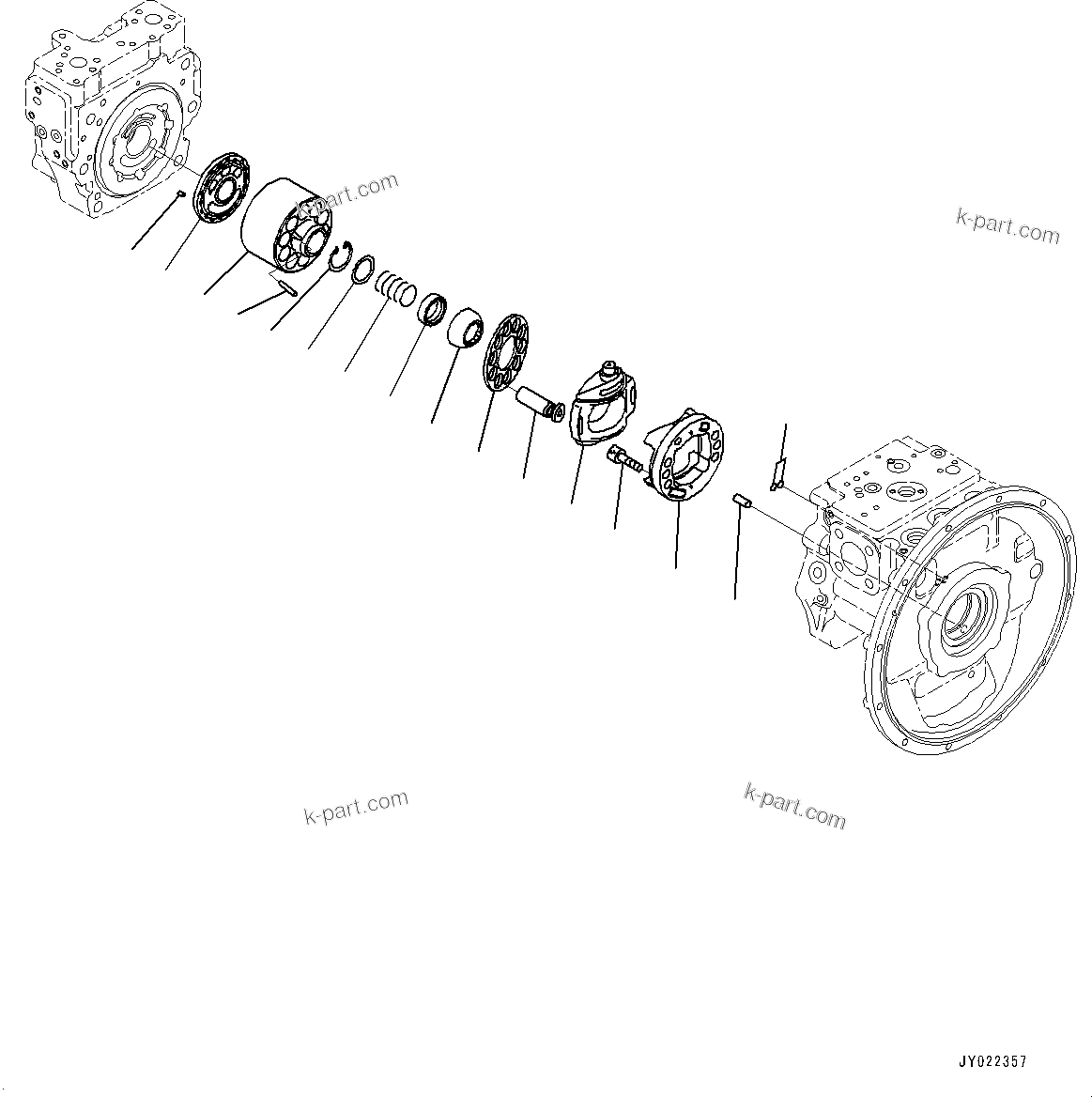 Komatsu parts book diagram for PC170LC-11 S/N 37001-UP: HYDRAULIC PUMP, PISTON PUMP (5/9)(#35001-)