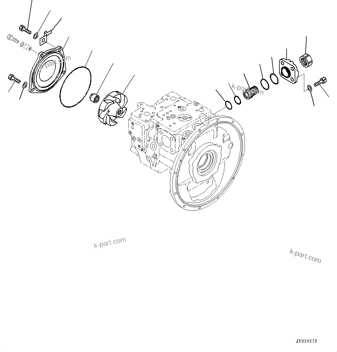 Komatsu parts book diagram for PC170LC-11 S/N 37001-UP: HYDRAULIC PUMP, PISTON PUMP (7/9)(#35001-)