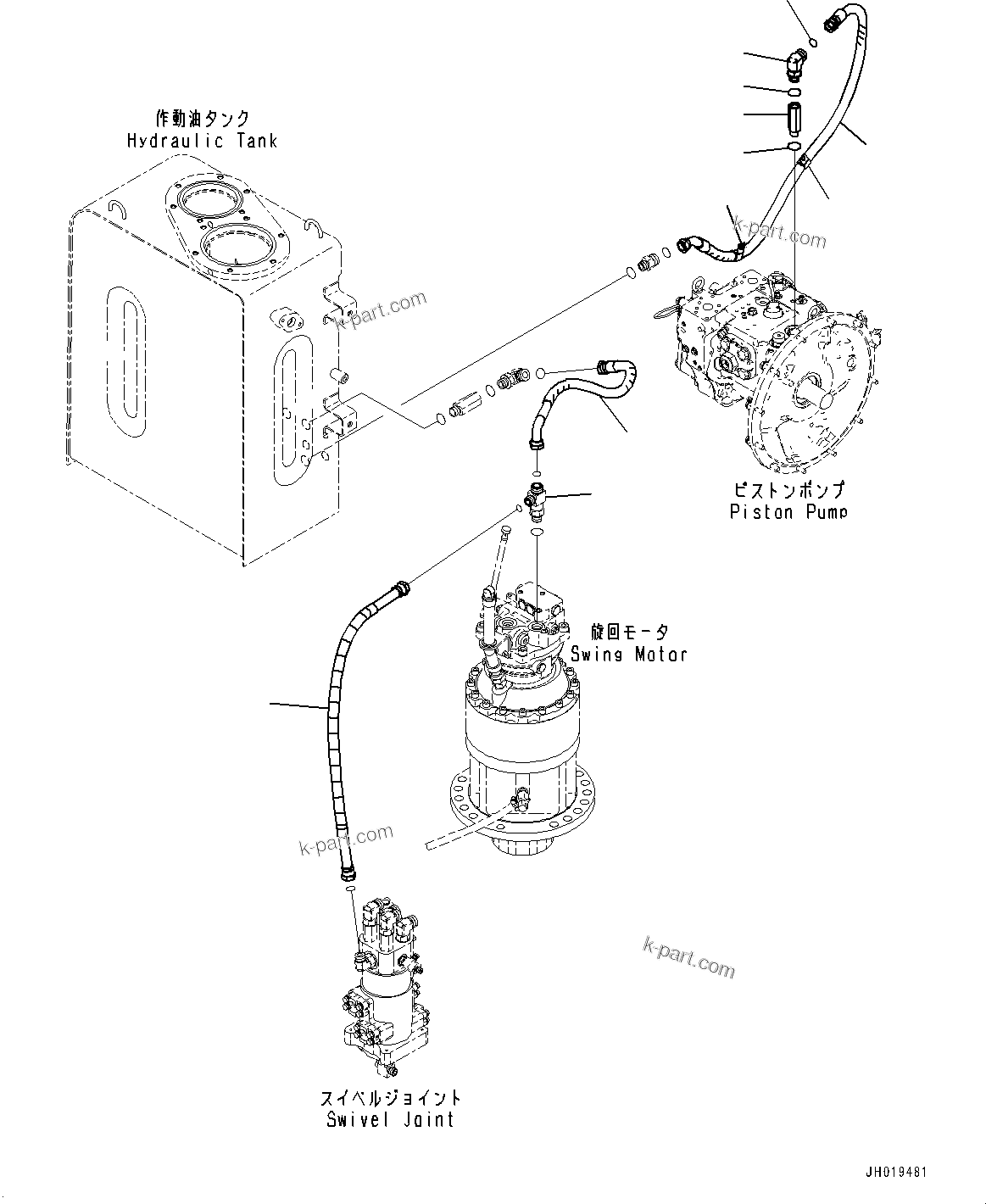 Komatsu parts book diagram for PC170LC-11 S/N 37001-UP: DRAIN PIPING, (#35001-)