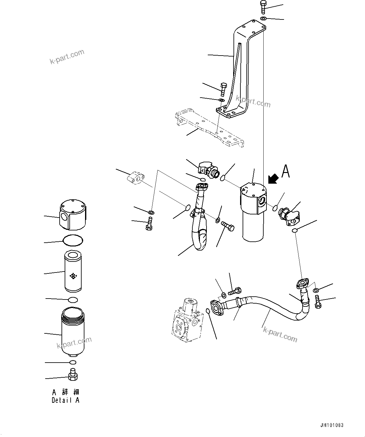 Komatsu parts book diagram for PC170LC-11 S/N 37001-UP: ATTACHMENT PIPING, RETURN PIPING(#37001-)