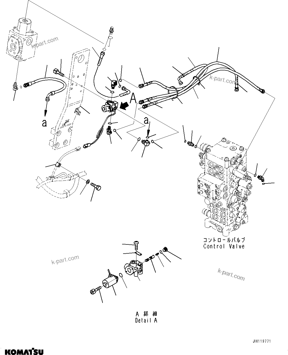 Komatsu parts book diagram for PC170LC-11 S/N 37001-UP: ATTACHMENT PIPING, SOLENOID VALVE(#37001-)