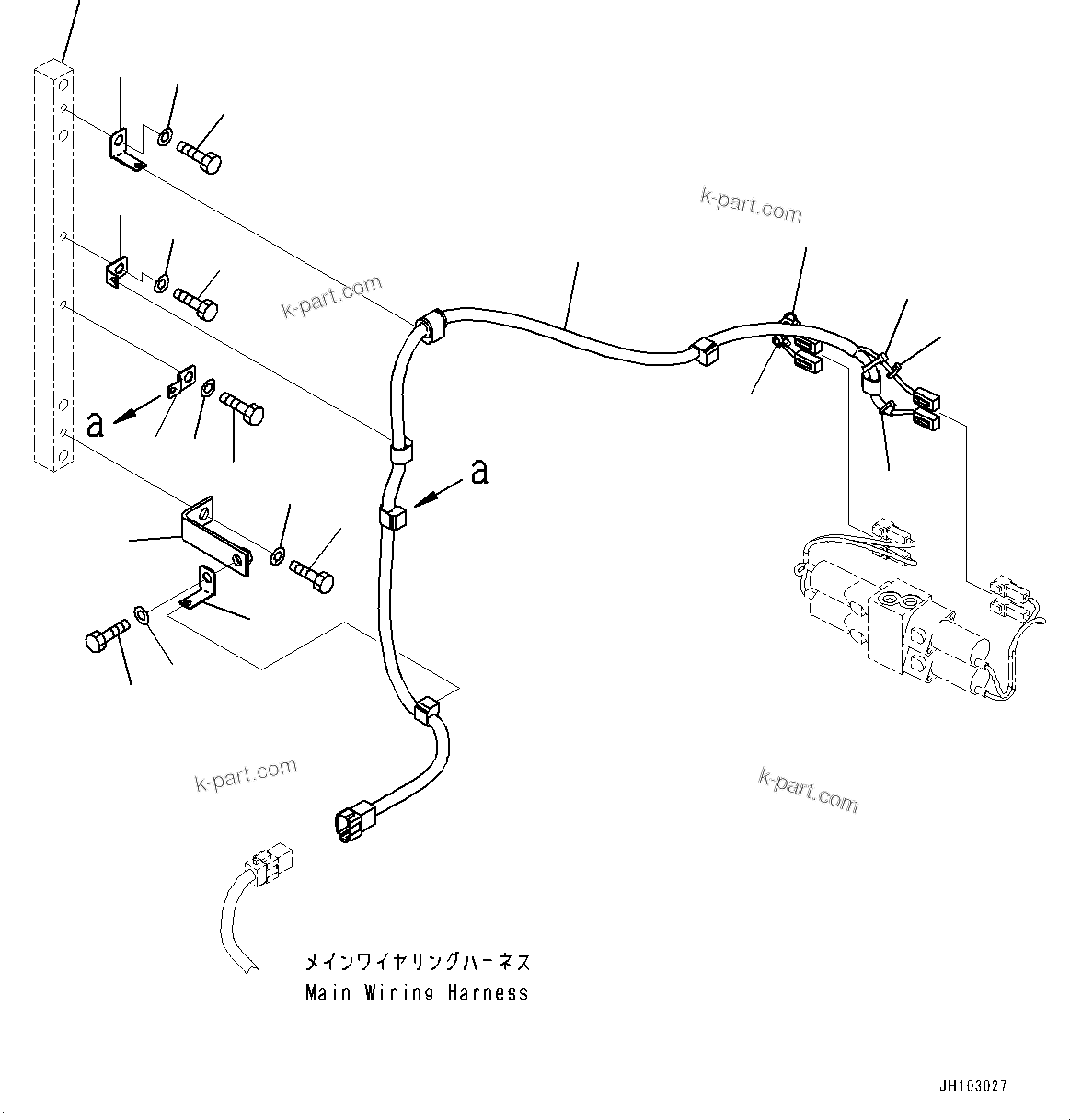 Komatsu parts book diagram for PC170LC-11 S/N 37001-UP: ATTACHMENT ADDITIONAL PIPING, WIRING HARNESS CLAMP(#35724-)