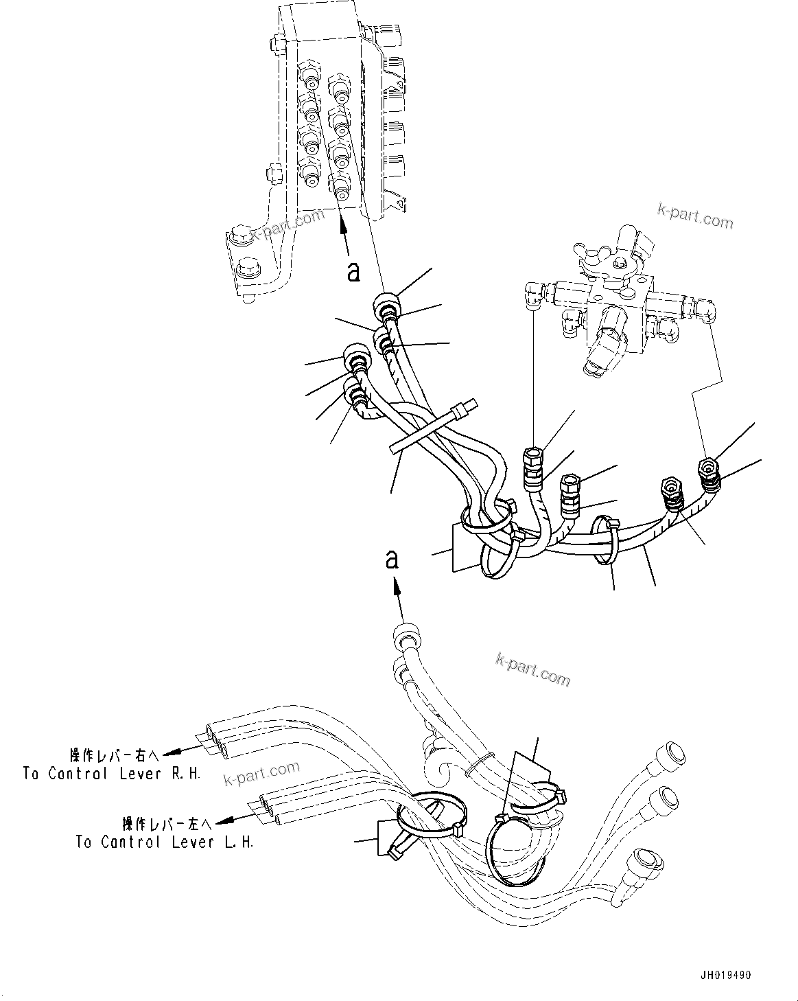 Komatsu parts book diagram for PC170LC-11 S/N 37001-UP: MULTI CONTROL PATTERN UNIT, HOSE(#35001-)