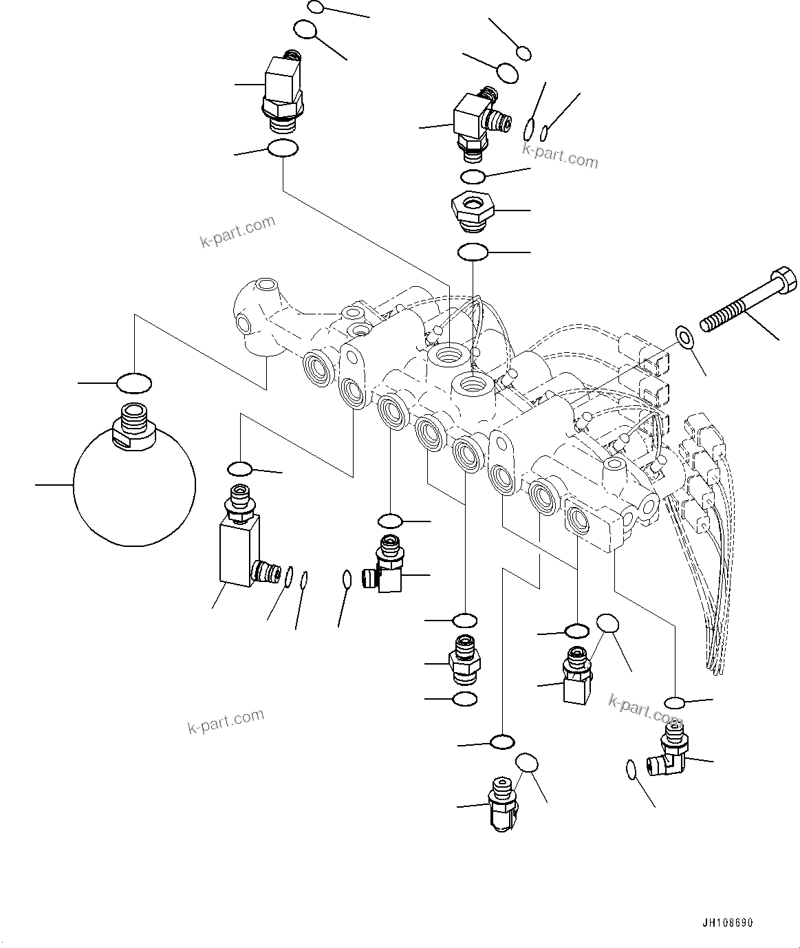 Komatsu parts book diagram for PC170LC-11 S/N 37001-UP: SOLENOID VALVE, CONNECTING PARTS(#37001-)