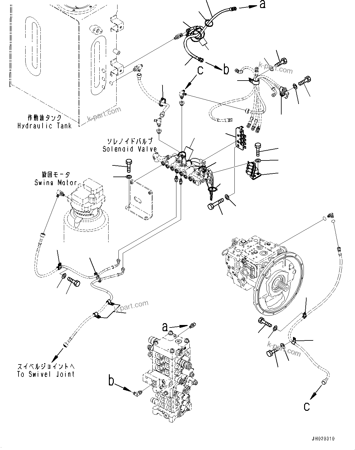 Komatsu parts book diagram for PC170LC-11 S/N 37001-UP: SOLENOID VALVE, HOSE AND BRACKET(#37001-)