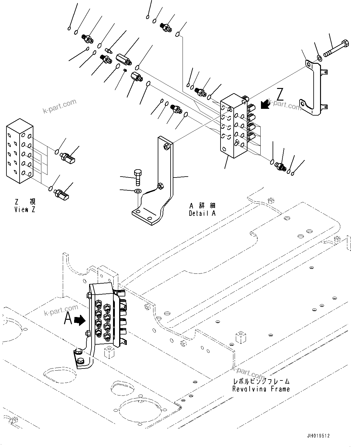 Komatsu parts book diagram for PC170LC-11 S/N 37001-UP: PRESSURE SWITCH BLOCK, (#35001-)