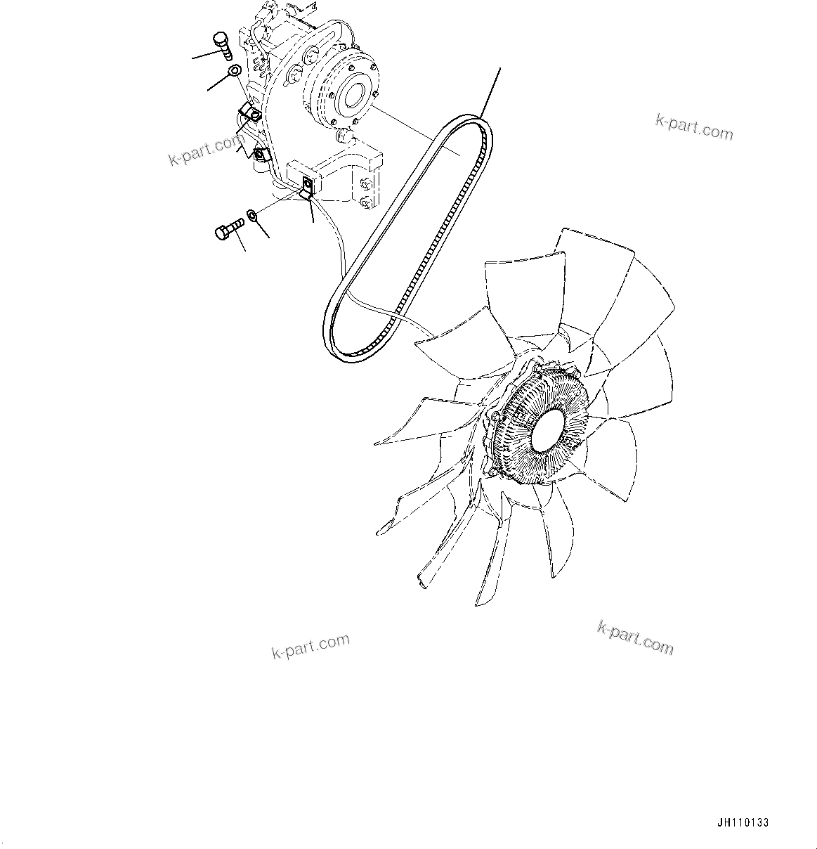 Komatsu parts book diagram for PC170LC-11 S/N 37001-UP: AIR CONDITIONER, V-BELT(#36307-)