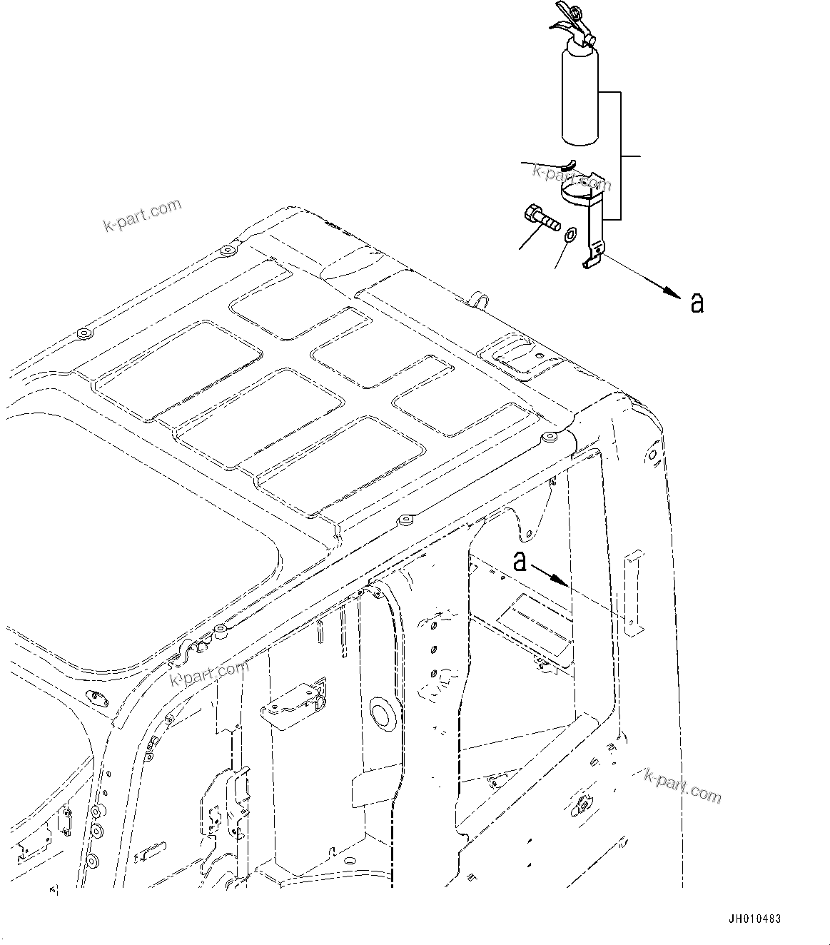 Komatsu parts book diagram for PC170LC-11 S/N 37001-UP: FIRE EXTINGUISHER, (#35001-)