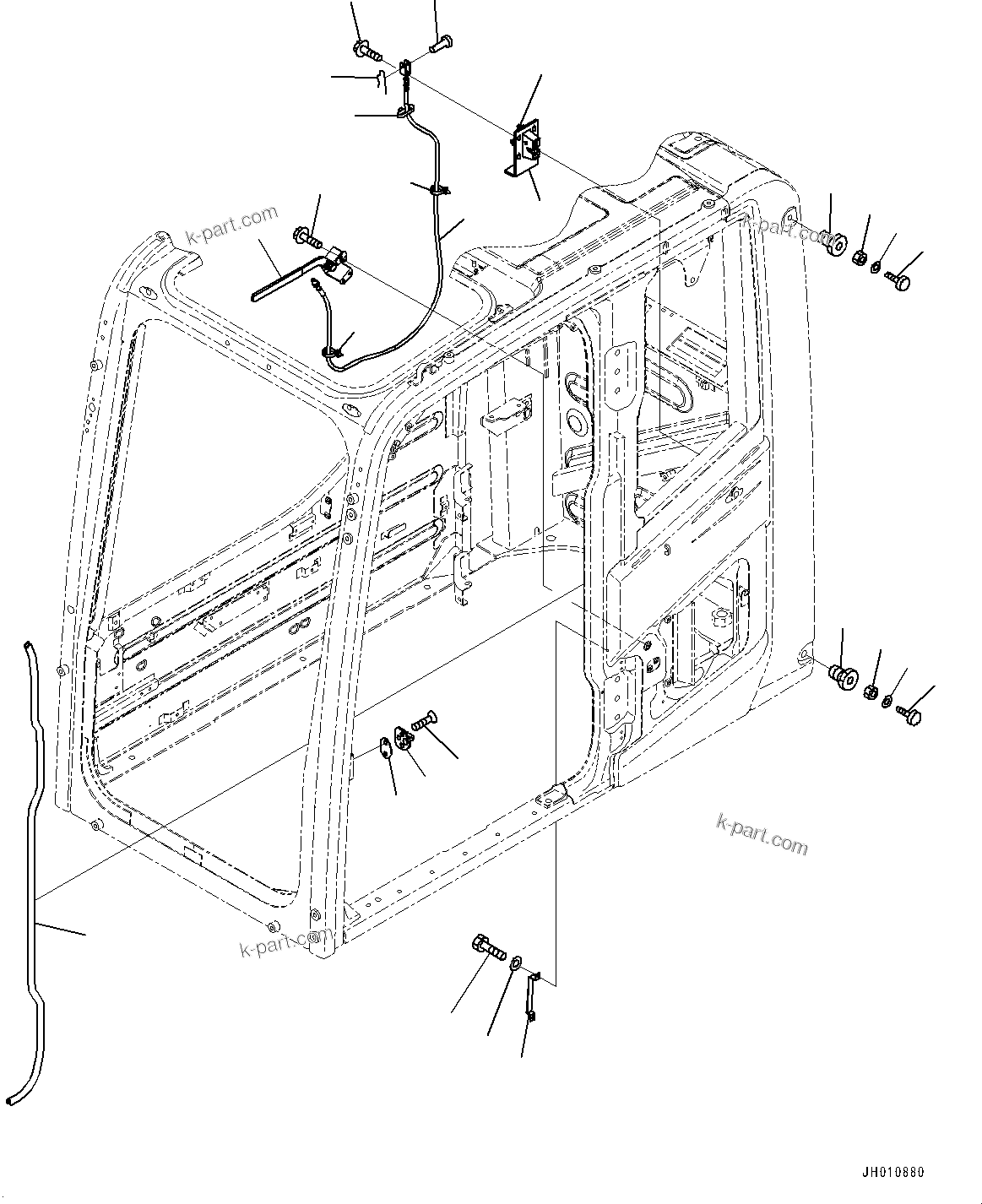 Komatsu parts book diagram for PC170LC-11 S/N 37001-UP: CAB, OPEN LOCK AND DOOR CATCH(#37001-)