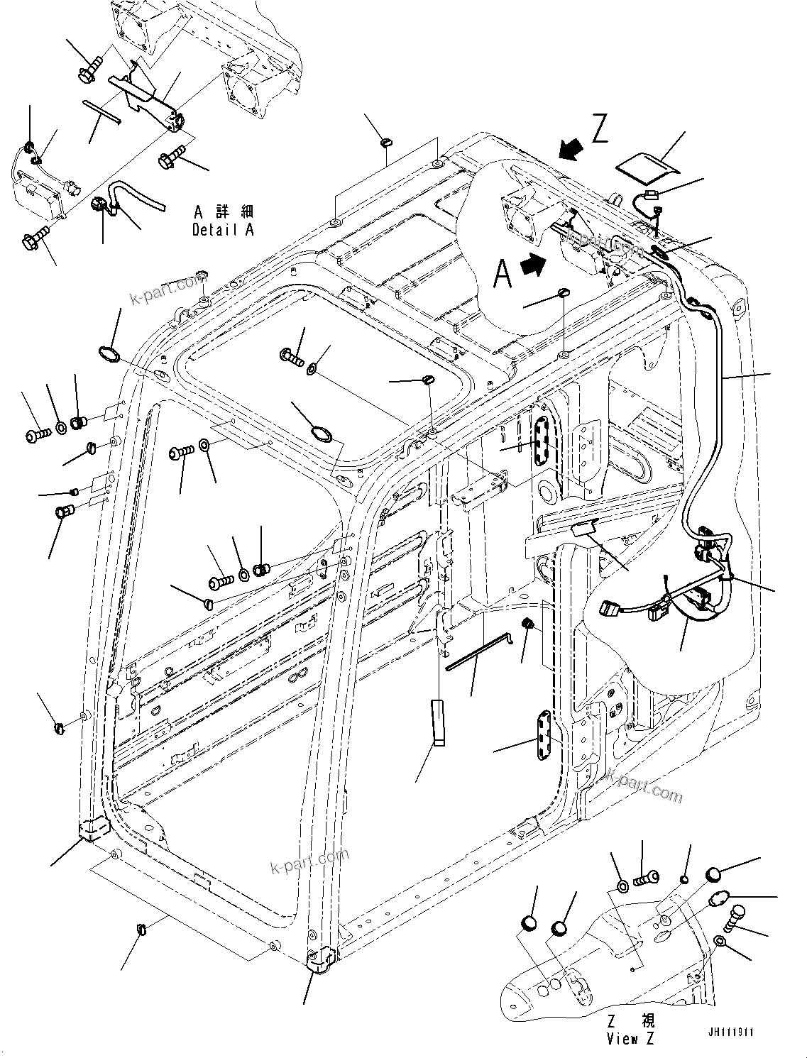 Komatsu parts book diagram for PC170LC-11 S/N 37001-UP: CAB, GATEWAY FUNCTION CONTROLLER ANTENNA(#37001-)