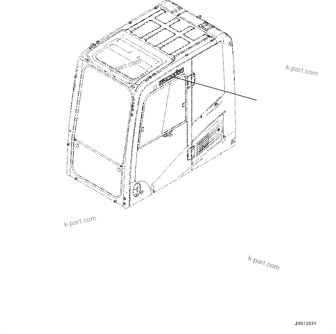 Komatsu parts book diagram for PC170LC-11 S/N 37001-UP: CAB, KOMATSU MARK(#37001-)