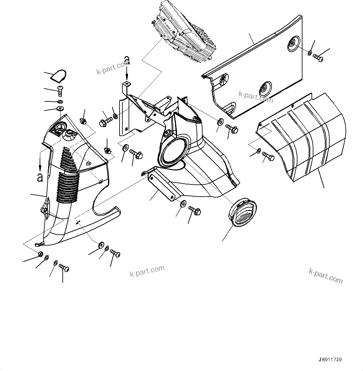 Komatsu parts book diagram for PC170LC-11 S/N 37001-UP: CAB, CAB IN PARTS, CONSOLE COVER, FRONT, R.H.(#37001-)
