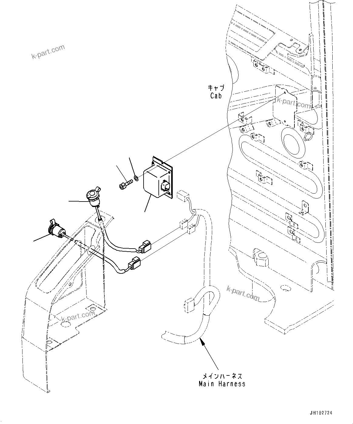 Komatsu parts book diagram for PC170LC-11 S/N 37001-UP: CAB, CAB IN PARTS, REAR COVER, WITH 12V CONVERTER(#37001-)