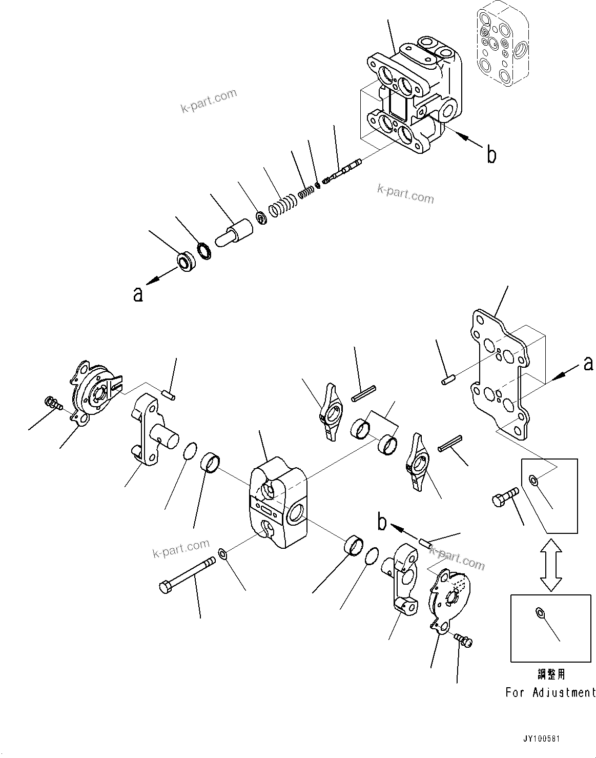 Komatsu parts book diagram for PC170LC-11 S/N 37001-UP: CAB, PPC VALVE (1/5) (1-ADDITIONAL ACTUATOR PIPING, ACCUMULATOR)(#36808-)