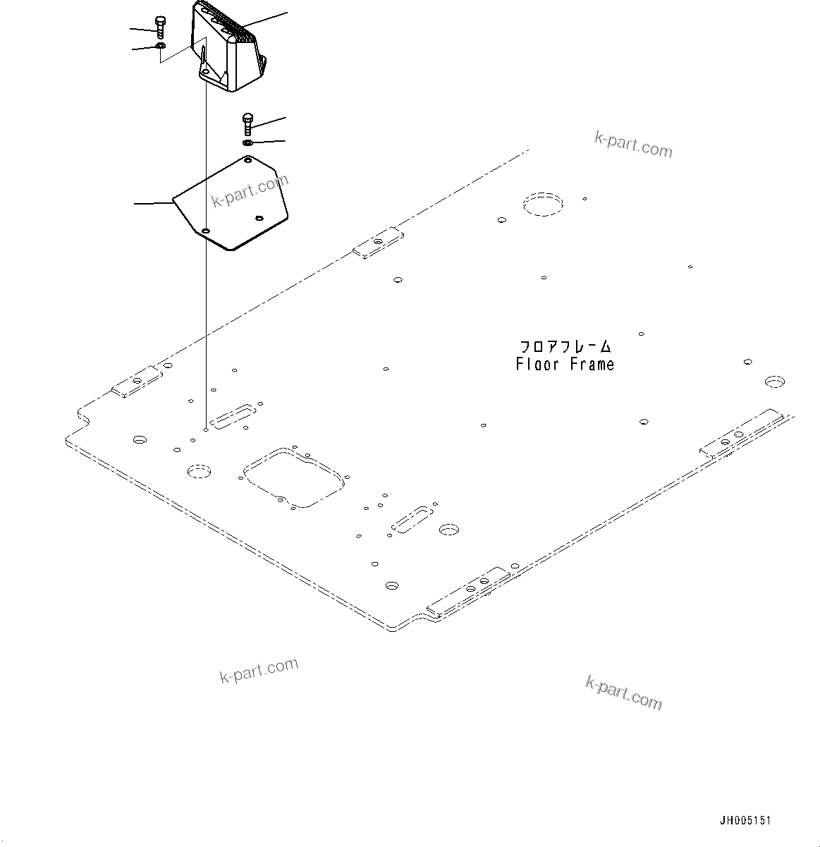 Komatsu parts book diagram for PC170LC-11 S/N 37001-UP: CAB, FLOOR, FOOTREST, L.H.(#37001-)