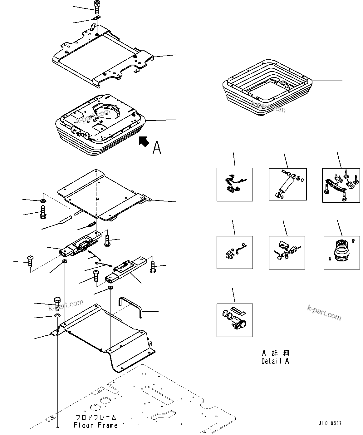 Komatsu parts book diagram for PC170LC-11 S/N 37001-UP: CAB, FLOOR, FOOTREST, R.H.(#37001-)