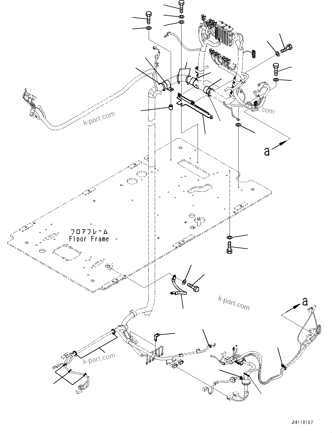 Komatsu parts book diagram for PC170LC-11 S/N 37001-UP: CAB, FLOOR, KOMVISION HARNESS(#37001-)