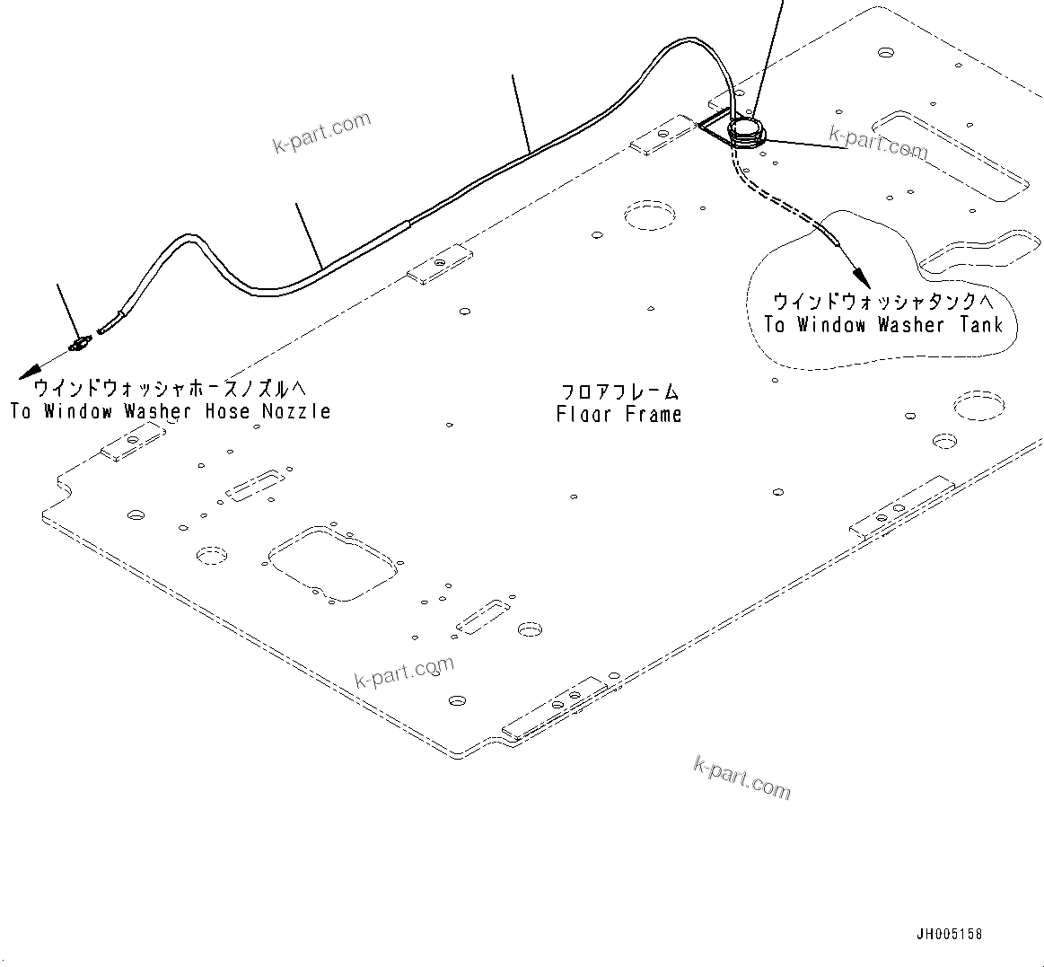 Komatsu parts book diagram for PC170LC-11 S/N 37001-UP: CAB, FLOOR, WINDOW WASHER HOSE(#37001-)