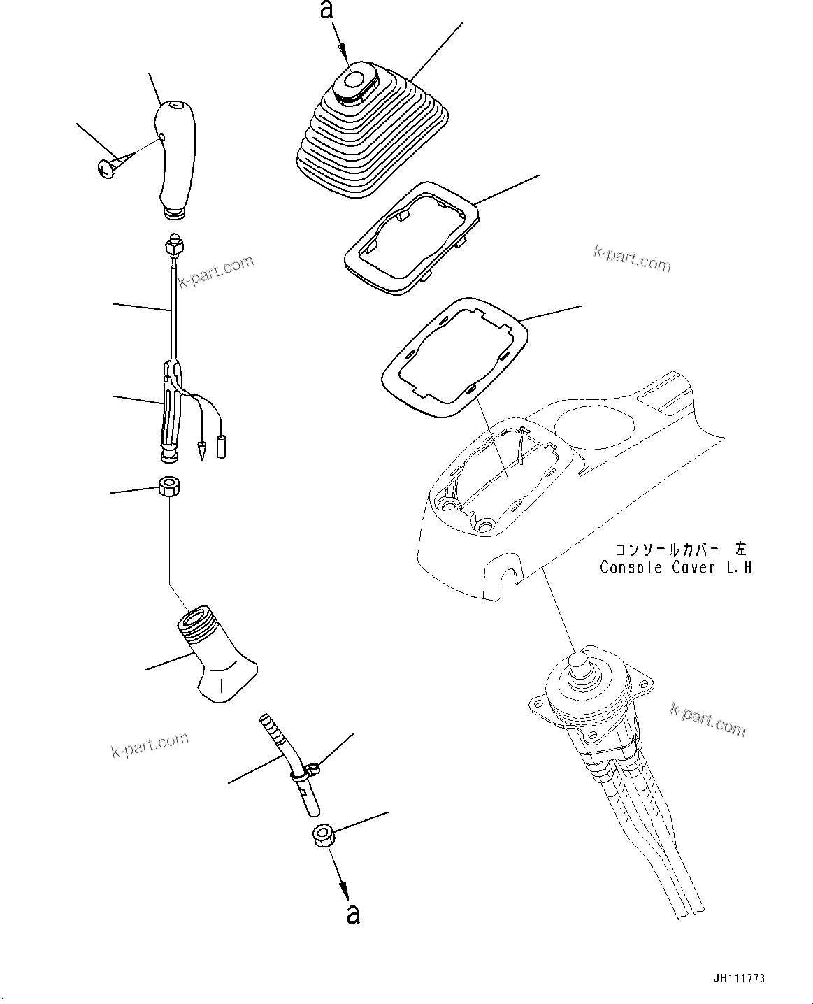 Komatsu parts book diagram for PC170LC-11 S/N 37001-UP: CAB, FLOOR, WORK EQUIPMENT CONTROL LEVER, L.H.(#37001-)