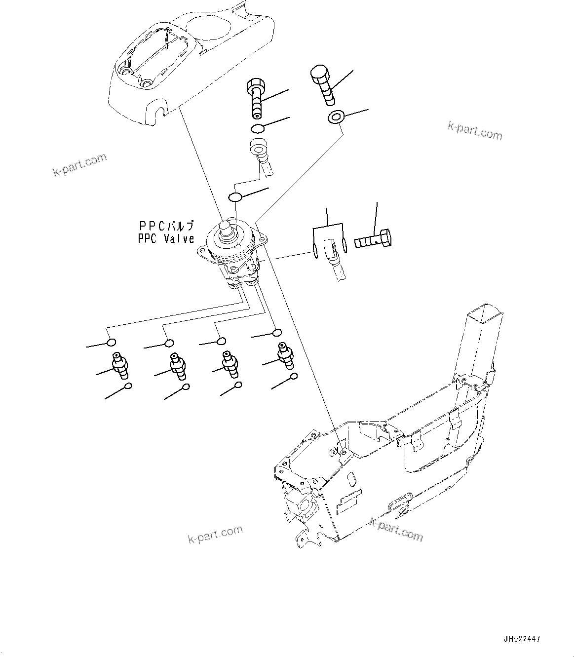 Komatsu parts book diagram for PC170LC-11 S/N 37001-UP: CAB, PPC VALVE (3/4) (L.H.)(#37001-)