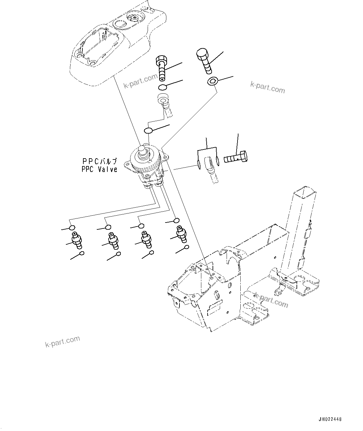 Komatsu parts book diagram for PC170LC-11 S/N 37001-UP: CAB, PPC VALVE (4/4) (R.H.)(#37001-)