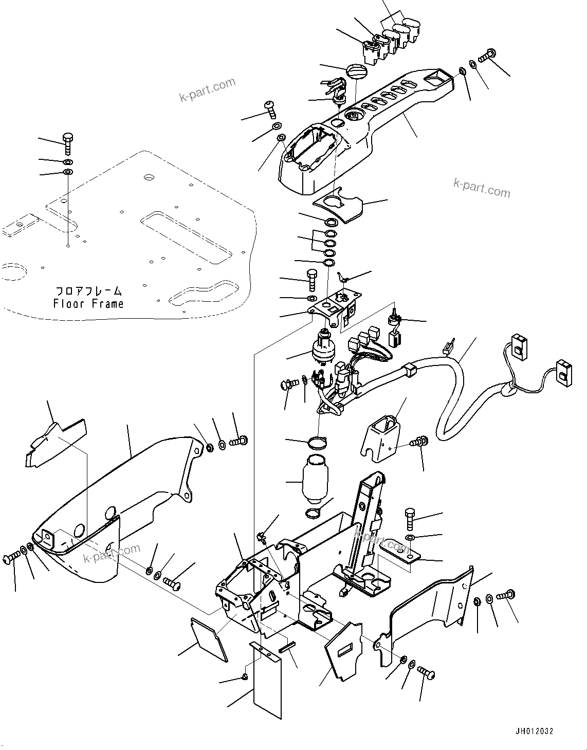 Komatsu parts book diagram for PC170LC-11 S/N 37001-UP: CAB, FLOOR, PPC VALVE MOUNTING FOR WORK EQUIPMENT, R.H.(#37001-)