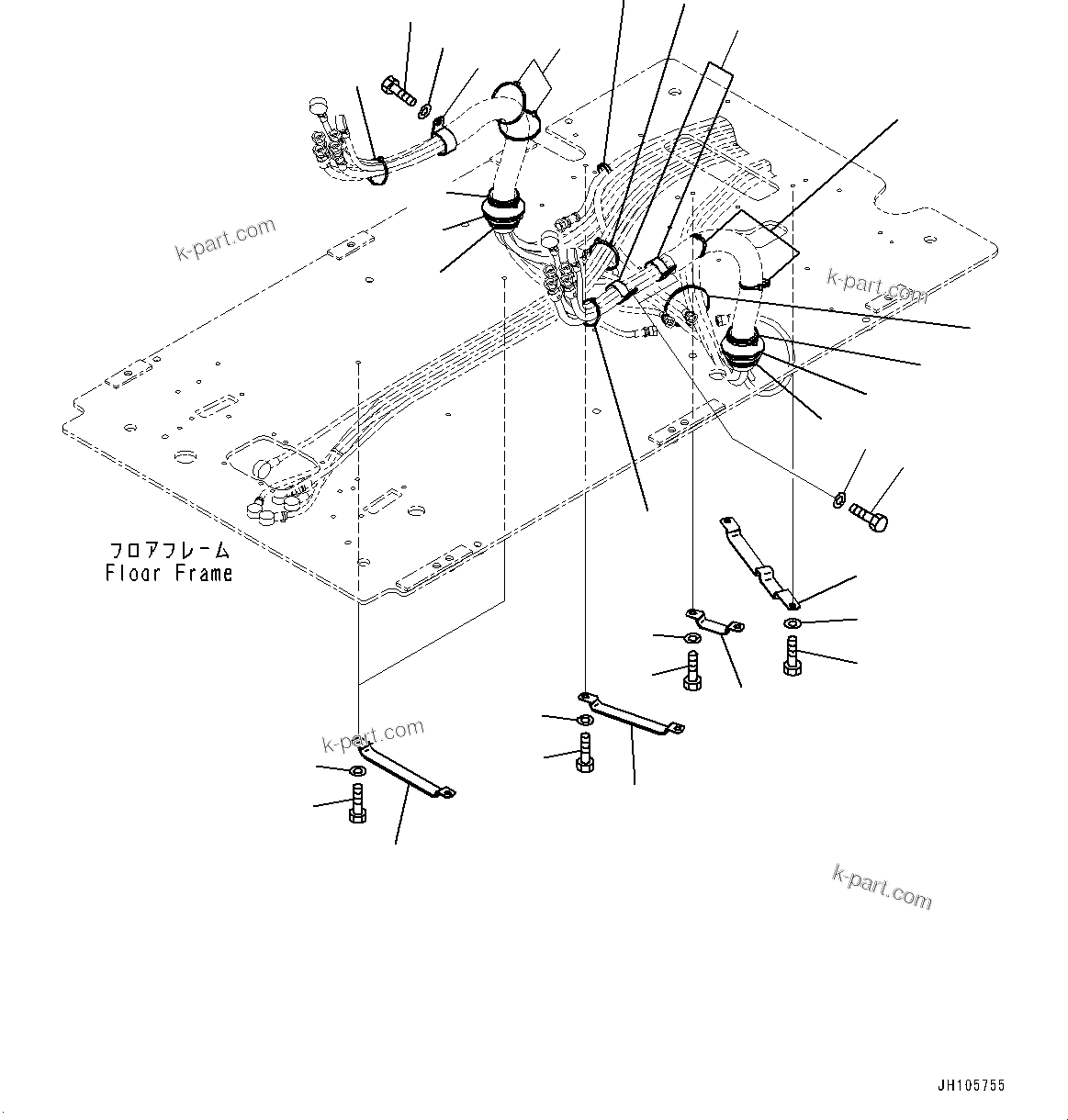 Komatsu parts book diagram for PC170LC-11 S/N 37001-UP: CAB, FLOOR, PIPING MOUNTING(#37001-)