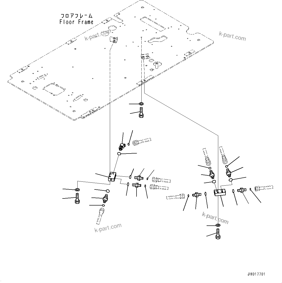 Komatsu parts book diagram for PC170LC-11 S/N 37001-UP: CAB, FLOOR, PIPING MOUNTING(#37001-)