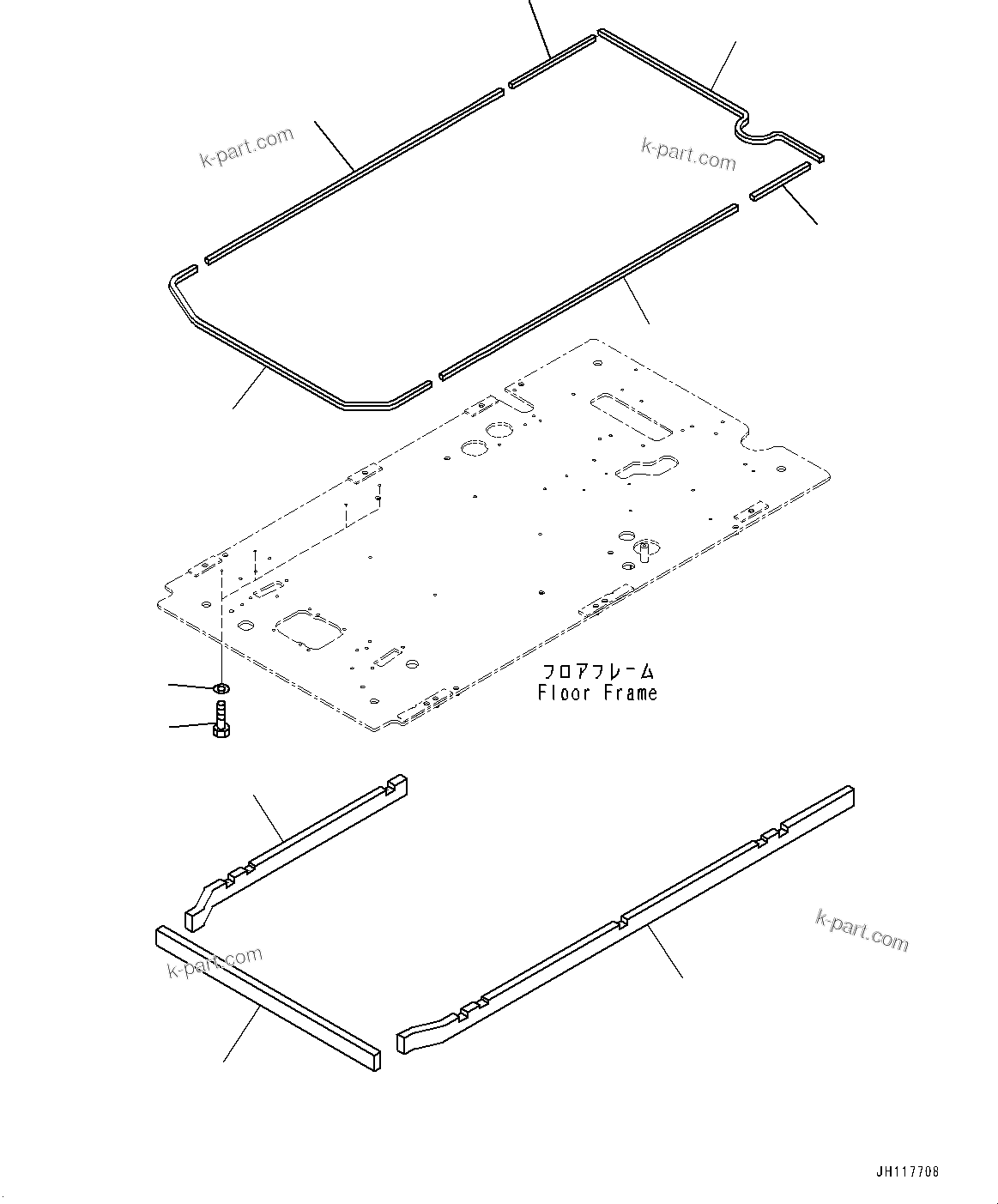 Komatsu parts book diagram for PC170LC-11 S/N 37001-UP: CAB, FLOOR, SEAL(#37001-)