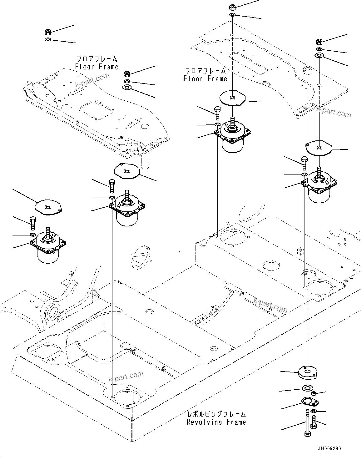Komatsu parts book diagram for PC170LC-11 S/N 37001-UP: FLOOR MOUNTING, (#35001-)