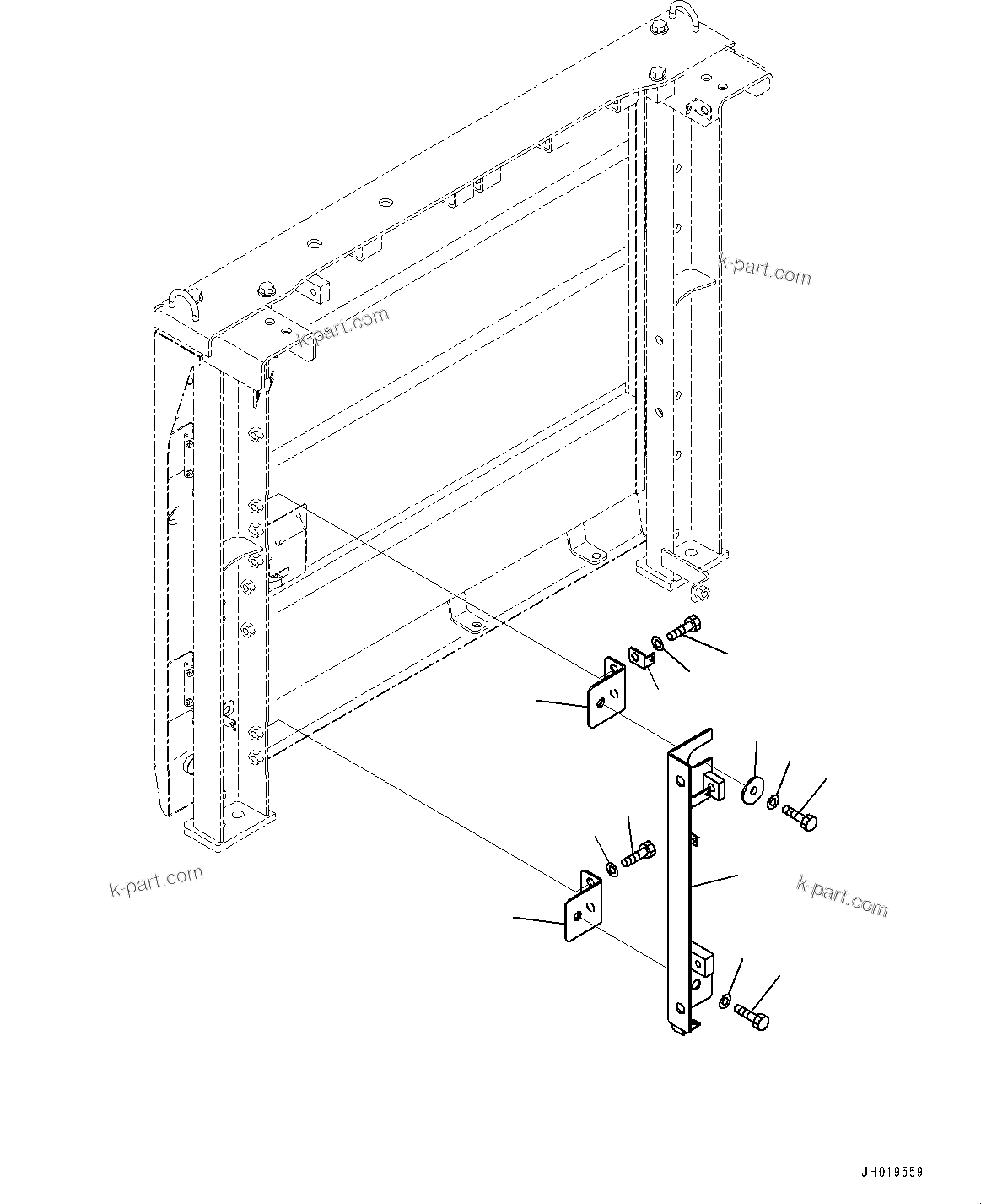 Komatsu parts book diagram for PC170LC-11 S/N 37001-UP: SIDE COVER R.H., BRACKET(#35001-)