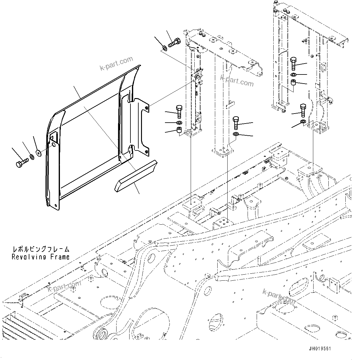 Komatsu parts book diagram for PC170LC-11 S/N 37001-UP: SIDE COVER R.H., COVER(#35001-)