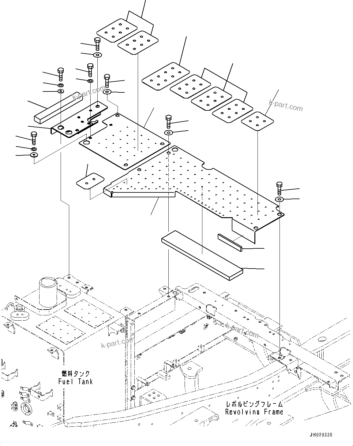 Komatsu parts book diagram for PC170LC-11 S/N 37001-UP: UPPER COVER, COVER (KOMVISION)(#36295-)