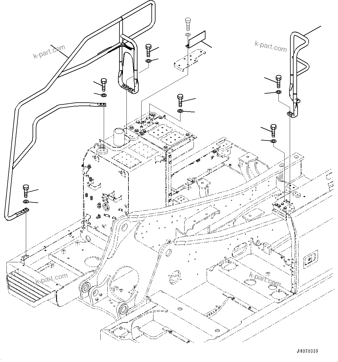 Komatsu parts book diagram for PC170LC-11 S/N 37001-UP: HANDRAIL, (KOMVISION)(#35001-)