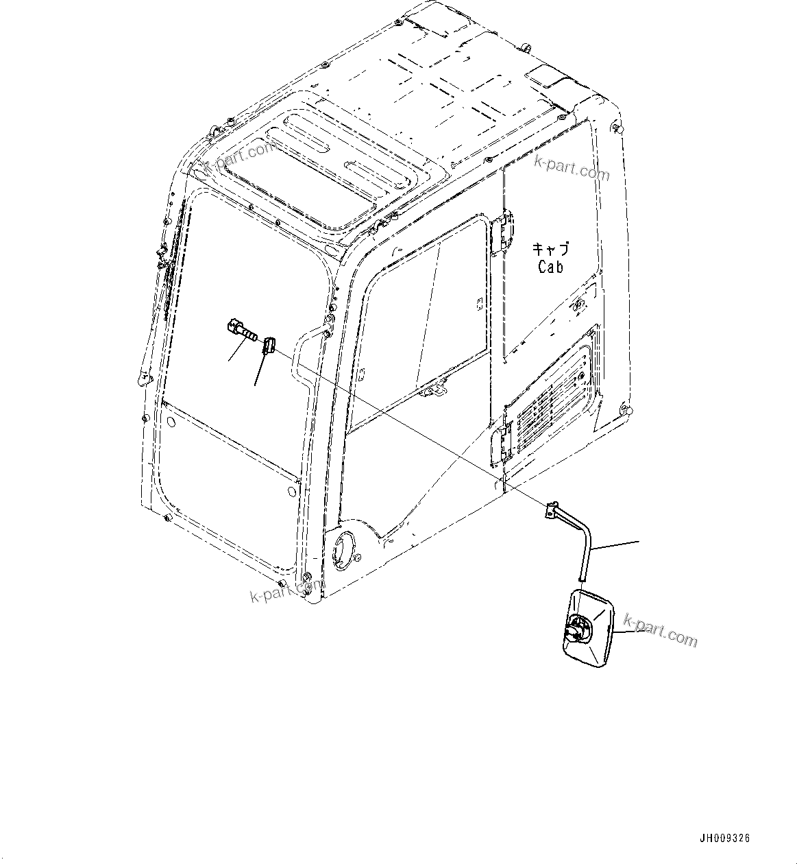 Komatsu parts book diagram for PC170LC-11 S/N 37001-UP: REARVIEW MIRROR L.H., (#35001-)